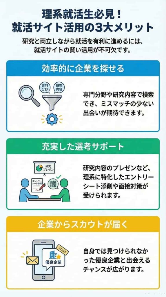 理系学生が就活サイトを利用するメリット