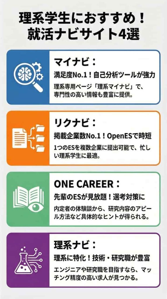 理系学生におすすめの就活ナビサイト